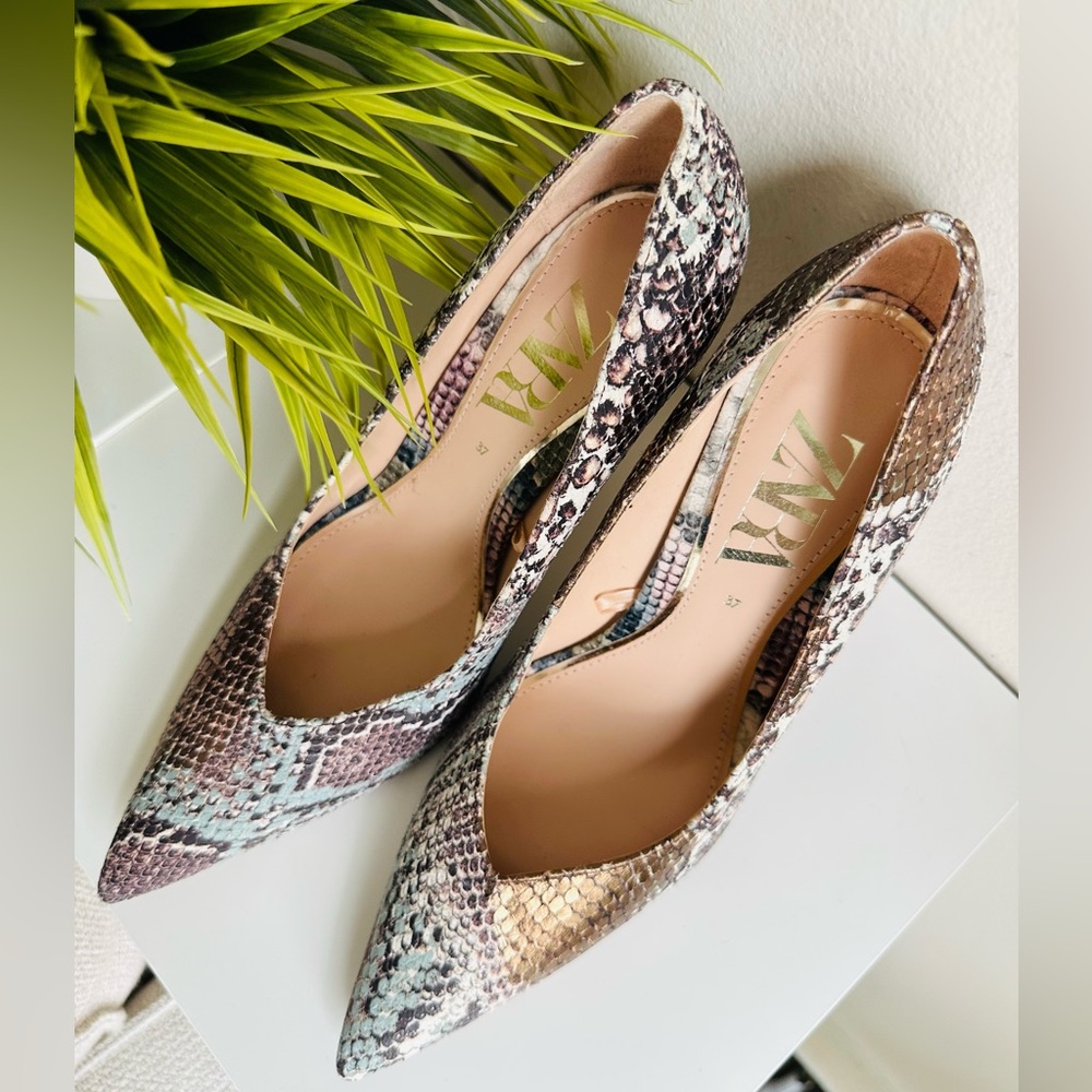 Zara | Embossed Leather Snake Bronze/Blue Pattern - Picture 5 of 16